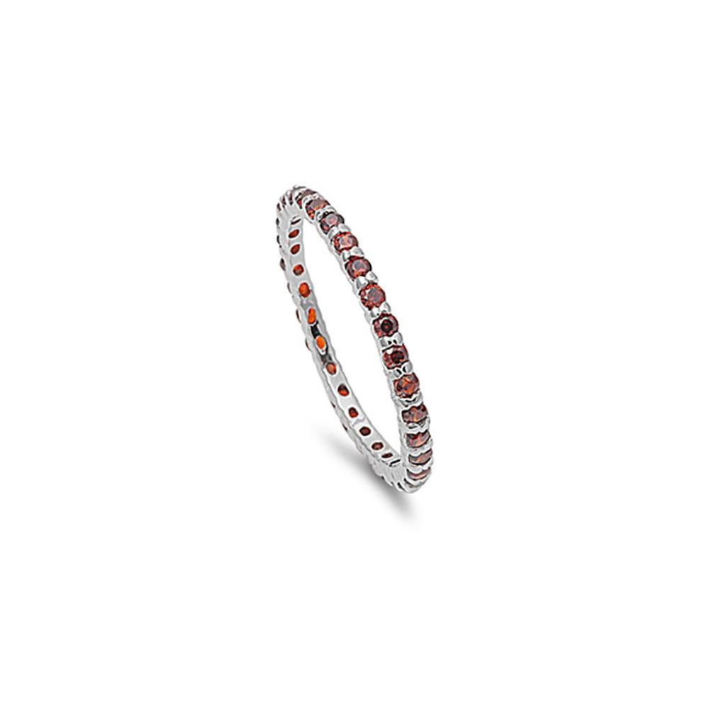 Stackable Full Eternity Ring Simulated Garnet